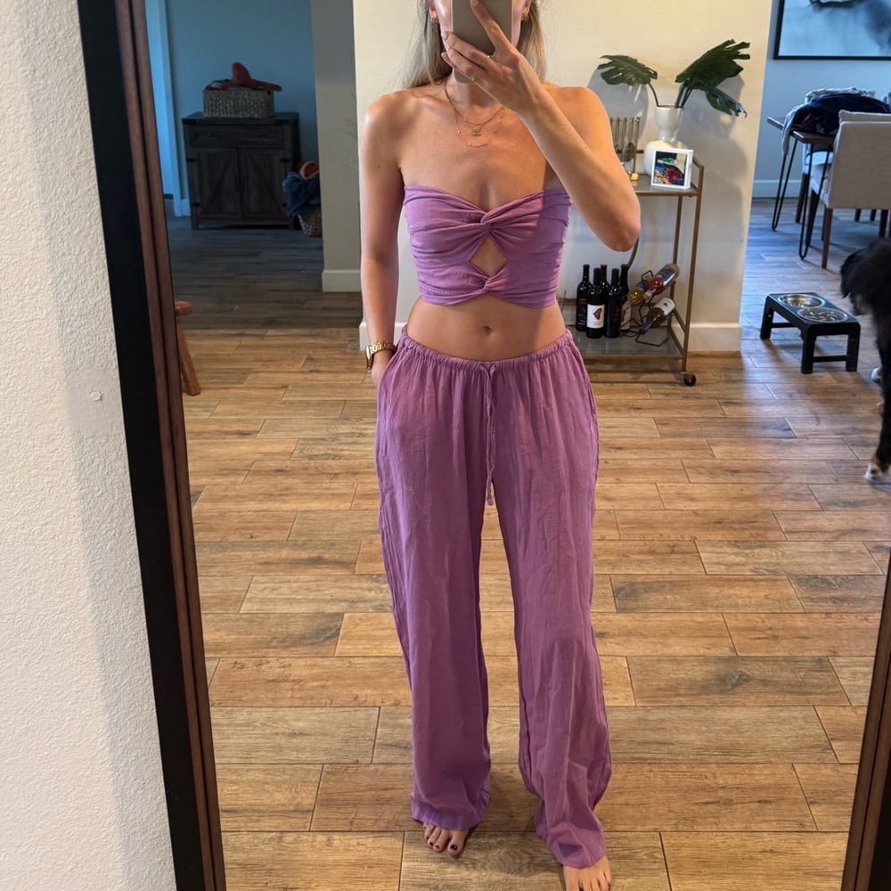 Blanco By Nature Women’s Lavender Tube Top and Wide-Leg Pants Set